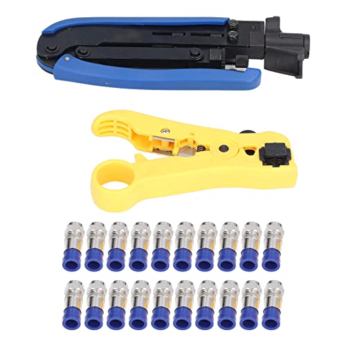 Crimpzange Abisolierzange Kabel Crimpwerkzeug Set mit 20 Stück F Stecker für RG59 RG6 von Nimomo