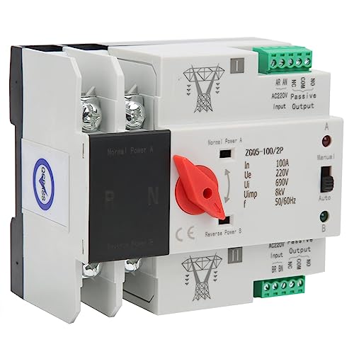 Dual Power Automatischer Transferschalter, AC 220V 100A 4P ATS Notstrom Umschalter Netzumschalter manuell Automatisch Notstromumschalter Automatischer Übertragungsschalter Umschalter Netz Notstrom von Nimomo