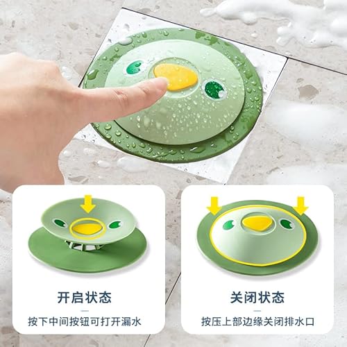 Nimomo Abflussstopfen TPR-Badewannen-Abflussabdeckung Drucktyp Design 10 cm große Scheibe Einfache Reinigung Geruchsreduzierung TPR-Spülenabdeckung für Küche Badezimmer(Grün) von Nimomo