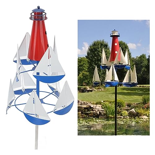 Windrad Garten Sommer Leuchtturm Segelboot Windmühlen Kunst Wind Skulptur Metall Windmühle Wind Spinner Outdoor Windmühlen Für Hof Dekor Windmühle Dekor Outdoor von Nimomo