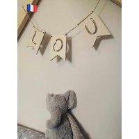 Girlande Aus Holz - Wimpel Personalisierter Vorname Spruch Schlafzimmer Geburtstag Hochzeit Dekoration Geburtsgeschenk von NimporteboisFR