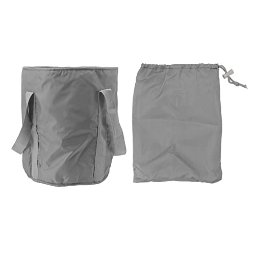 Faltbare Polyester Doppel - Schicht zusammenklappbarer Fußwanne mit Aufbewahrungsbeutel für Outdoor Camping (Grau) von NinGYiYan