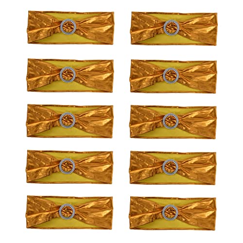 Für 10 % Stuhlabdeckungen, elastische Bögen für Dehnungsbänder, Hochzeitsbankett-Hotel-Dekoration (Gold) von NinGYiYan