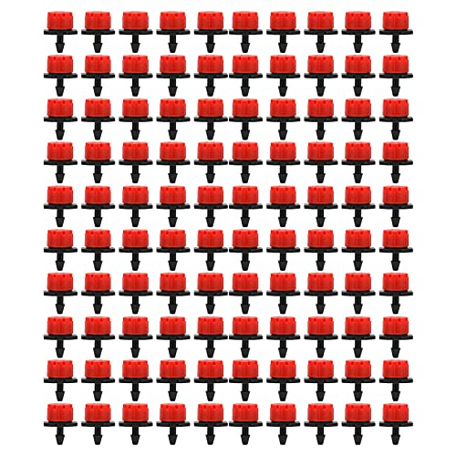 Für 100 Prozent für 360 Grad einstellbare Bewässerungssprinkler, 1/4 -Zoll -Tropfbewässerungsemitter, für das Bewässerungssystem (Rot) von NinGYiYan