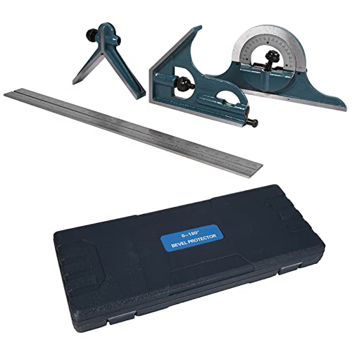 Für Edelstahl-180-Grad-Winkel Kombination Quadratischer Winkelmesser-Herrscher-Set, Universal, 1x von NinGYiYan