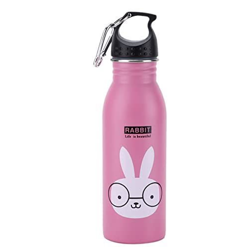 Für K601 für Sportwasserflasche isoliertes Vakuum Edelstahl süßer Cartoon für Kind (Rosa Kaninchen) von NinGYiYan