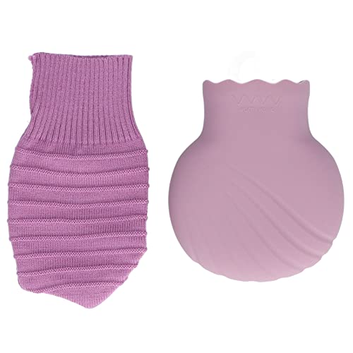 Für Silikon, für die heiße Wasserflasche, explosionssicher, mit Strickabdeckung, 245 ml, für Familienleben (Lila) von NinGYiYan