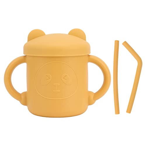 Für das Panda -Muster für Silikon 1 -PC -Drop -Widerstandsfest Silikon -Sippy -Tasse mit Griffen Spout Deckel für Baby -Lernenstraining (Gelb) von NinGYiYan