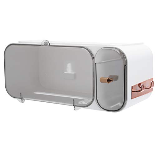 Für die Verwendung von Bad, für die Wand montiert, wasserdichtes Rollenpapier -Aufbewahrungsbox, Toilettenpapierhalter (Quadratisch weiß) von NinGYiYan
