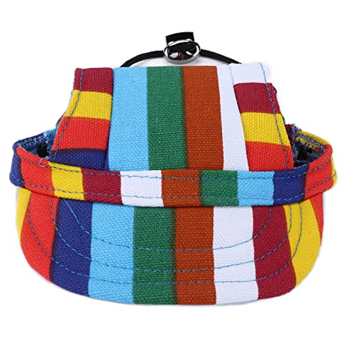 Hunde Baseballkappe Verstellbarer Sonnenschutzhut mit Nackengurt für draußen (Striped XL) von NinGYiYan