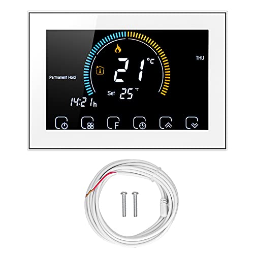 Intelligenter Thermostatschalter LCD -Touchsbildschirm Temperatur Controller Moderner Stil Erstaunlicher Silberrahmen für Home Elektrische Heizung AC95-240V (BHT-8000GB-White) von NinGYiYan