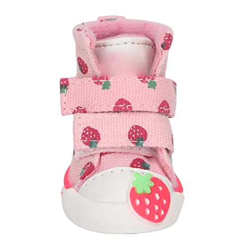 Leinwand süße Erdbeerhundschuhe rutschfeste atmungsaktiv für kleine Hunde Teddy Bichon Pommerianer (3 Größe) von NinGYiYan