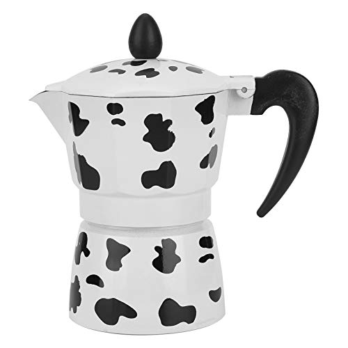 NinGYiYan Aluminium Kaffeekanne Kessel Kaffeemaschine Moka Pot Milch Kuh Farbe für Heimbüro -Gebrauch (3 Tassen Kuhfarbe 150 ml) von NinGYiYan