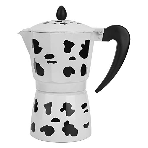 NinGYiYan Aluminium Kaffeekanne Kessel Kaffeemaschine Moka Pot Milch Kuh Farbe für Heimbüro -Gebrauch (6 Tassen Kuhfarbe 300 ml) von NinGYiYan