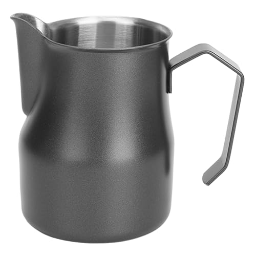 NinGYiYan Edelstahl Kaffeemilchmilchmilch Kaster Tasse Olecranon Outlet Kaffee Dampf (Schwarz 350 ml) von NinGYiYan