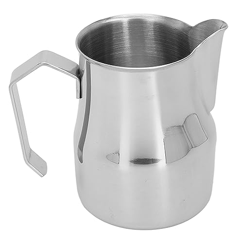 NinGYiYan Edelstahl Kaffeemilchmilchmilch Kaster Tasse Olecranon Outlet Kaffee Dampf (Silber 350 ml) von NinGYiYan