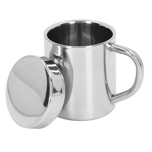 NinGYiYan Edelstahl bruchsicher doppeltmauerte warme Kälte verwenden Teetassen mit Griff zum reisenden Camping (Klein) von NinGYiYan