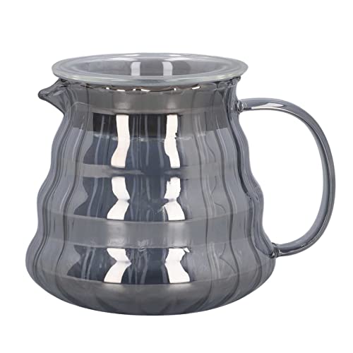NinGYiYan Glas-Kaffeeserver, galvanisiert, grau gestreift, Glaskaraffe, Kaffeekanne, manueller Tropftopffilter (300 ml) von NinGYiYan