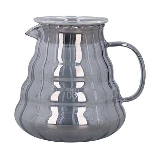 NinGYiYan Glas-Kaffeeserver, galvanisiert, grau gestreift, Glaskaraffe, Kaffeekanne, manueller Tropftopffilter (700 ml) von NinGYiYan
