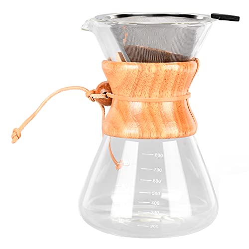NinGYiYan Heat Coffee Pot Dripper mit Trichter, für große Kapazitäten über die Kaffeemaschine, für den Heimgebrauch, langlebige Borosilikatglas, ergonomischer Griff, präzise (800 ml) von NinGYiYan