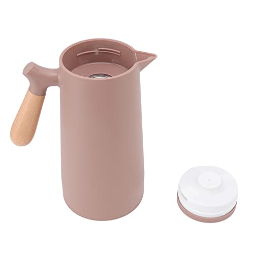 NinGYiYan Kaffeekaraffe stilvolle tragbare 1L große Kapazitäts -Buchenholz -Holzgriff 12H Thermalisolierung Kaffeekanne (Braun) von NinGYiYan