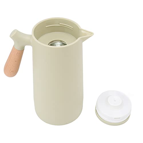 NinGYiYan Kaffeekaraffe stilvolle tragbare 1L große Kapazitäts -Buchenholz -Holzgriff 12H Thermalisolierung Kaffeekanne (Grün) von NinGYiYan