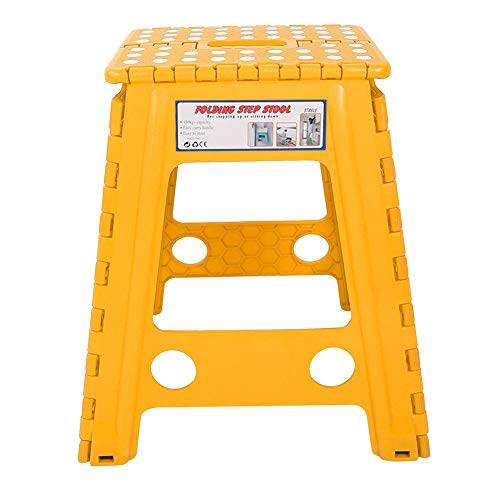 NinGYiYan Plastikpunkte Faltbare Schritt Stuhl tragbare Erwachsene Stuhl Schlafzimmer Camping umweltfreundlich (Weißer Punkt Orange Gelb) von NinGYiYan