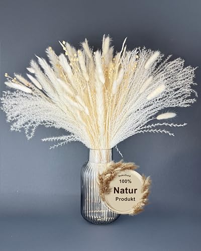 Nina-Maria's Deko Gold Trockenblumenstrauß mit Pampasgras – Natürliche Trockenblumen Deko für Vase, Wohnzimmer & Büro – Boho-Deko Strauß 45cm von Nina-Maria's Deko Gold