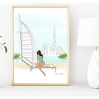 Dubai Fashionista Kunstdruck, Modekunst Für Wohnkultur, Nina Maric Illustration Handgemalte Wanddeko, Mode Kunst von NinaMIllustrations