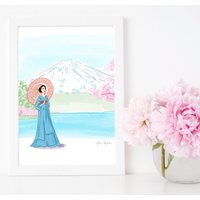 Fuji Fashionista Kunstdruck, Fashion Art Art Print, Nina Maric Illustration Handgemalte Wanddeko, Kunst von NinaMIllustrations