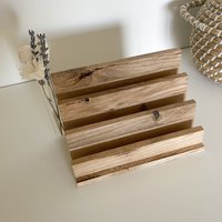Kartenhalter - Briefhalter Aus Holz Eiche Organizer Für Post, Visitenkarten Oder Papier Kleine Vase von NinaSternenzauber
