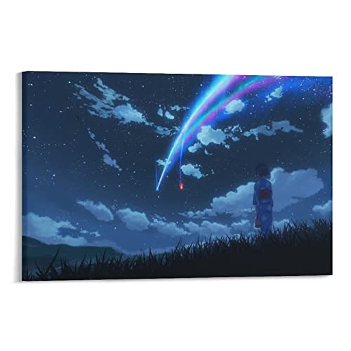 Your Name Kimi No Na Wa Anime Cartoon Poster Sternennacht Druck Foto Kunst Malerei Leinwand Poster Home Modern Decor Poster 12x18inch (30x45cm) von Ninainai