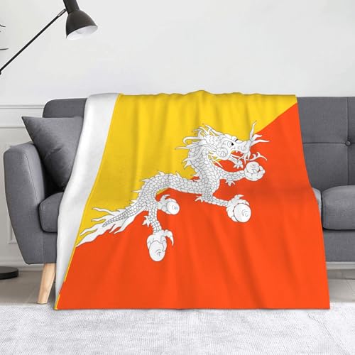 Ninainaid Bedruckte Decke mit Flagge des Königreichs Bhutan, weich und leicht, plüschig und flauschig, luxuriös und bequem, Herbstdecke, Heimdekorationsgeschenk. von Ninainaid