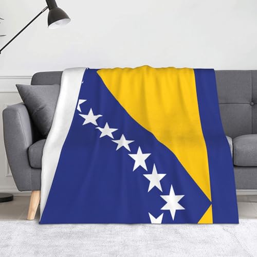 Ninainaid Bedruckte Decke mit Flagge von Bosnien und Herzegowina, weich und leicht, plüschig und flauschig, luxuriös und bequem, Herbstdecke, Heimdekorationsgeschenk. von Ninainaid