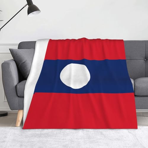 Ninainaid Bedruckte Decke mit Flagge von Laos, weich und leicht, plüschig und flauschig, luxuriös und bequem, Herbstdecke, Heimdekorationsgeschenk. von Ninainaid