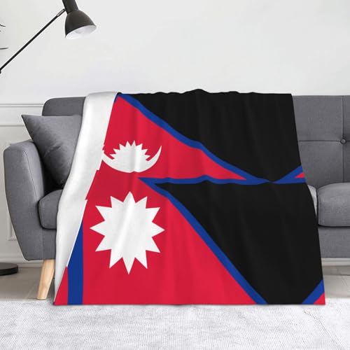 Ninainaid Bedruckte Decke mit Nepal-Flagge, weich und leicht, plüschig und flauschig, luxuriös und bequem, Herbstdecke, Heimdekorationsgeschenk. von Ninainaid