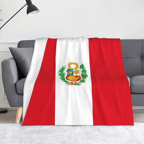 Ninainaid Bedruckte Decke mit Peru-Flagge, weich und leicht, plüschig und flauschig, luxuriös und bequem, Herbstdecke, Heimdekorationsgeschenk. von Ninainaid