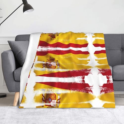 Ninainaid Bedruckte Decke mit Spanien-Flagge, weich und leicht, plüschig und flauschig, luxuriös und bequem, Herbstdecke, Heimdekorationsgeschenk. von Ninainaid