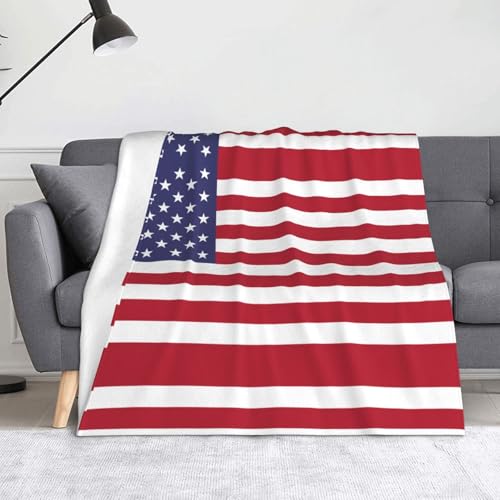Ninainaid Bedruckte Decke mit amerikanischer Flagge, weich und leicht, plüschig und flauschig, luxuriös und bequem, Herbstdecke, Heimdekorationsgeschenk. von Ninainaid