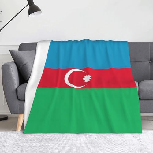 Ninainaid Bedruckte Decke mit der Flagge von Aserbaidschan, weich und leicht, plüschig und flauschig, luxuriös und bequem, Herbstdecke, Heimdekorationsgeschenk. von Ninainaid