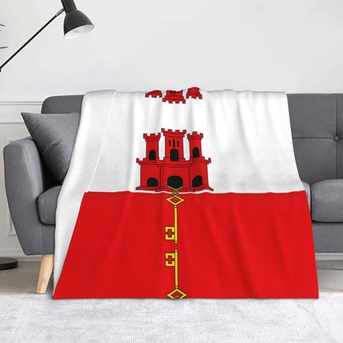 Ninainaid Bedruckte Decke mit der Flagge von Gibraltar, weich und leicht, plüschig und flauschig, luxuriös und bequem, Herbstdecke, Heimdekorationsgeschenk. von Ninainaid