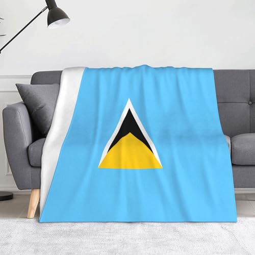 Ninainaid Bedruckte Decke mit der Flagge von St. Lucia, weich und leicht, plüschig und flauschig, luxuriös und bequem, Herbstdecke, Heimdekorationsgeschenk. von Ninainaid