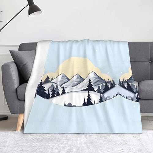 Ninainaid Bedruckte Decke mit weißen Schneebergen, weich und leicht, plüschig und flauschig, luxuriös und bequem, Herbstdecke, Heimdekorationsgeschenk. von Ninainaid