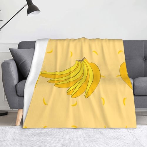 Ninainaid Decke mit Cartoon-Banananen-Druck, weich und leicht, plüschig und flauschig, luxuriös und bequem, Herbstdecke, Heimdekorationsgeschenk. von Ninainaid