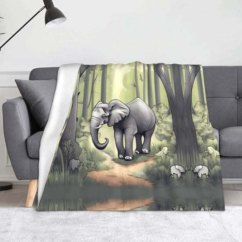 Ninainaid Decke mit Elefantenmotiv, weich und leicht, plüschig und flauschig, luxuriös und bequem, Herbstdecke, Heimdekorationsgeschenk. von Ninainaid