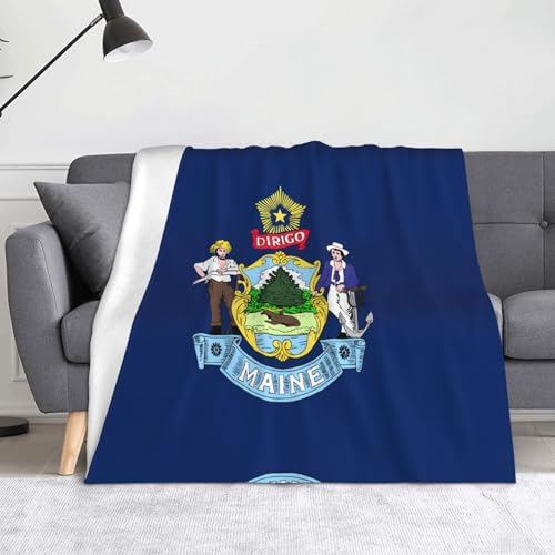 Ninainaid Decke mit Flagge von Maine, weich und leicht, plüschig und flauschig, luxuriös und bequem, Herbstdecke, Heimdekorationsgeschenk. von Ninainaid