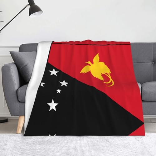 Ninainaid Decke mit Flagge von Papua-Neuguinea, weich und leicht, plüschig und flauschig, luxuriös und bequem, Herbstdecke, Heimdekorationsgeschenk. von Ninainaid