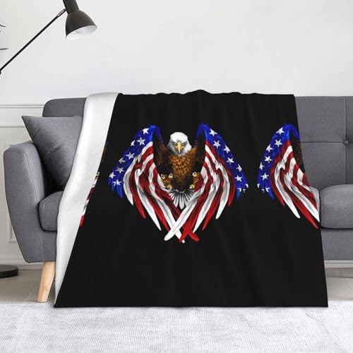 Ninainaid Decke mit USA-Flagge, patriotischer Adler, weich und leicht, plüschig und flauschig, luxuriös und bequem, Herbstdecke, Heimdekorationsgeschenk. von Ninainaid