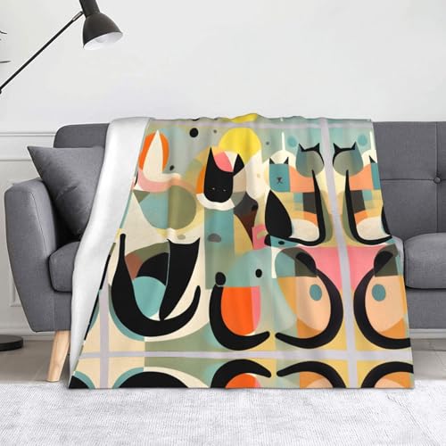Ninainaid Moderne Kunstdecke mit Katzendruck, weich und leicht, plüschig und flauschig, luxuriös und bequem, Herbstdecke, Heimdekorationsgeschenk. von Ninainaid