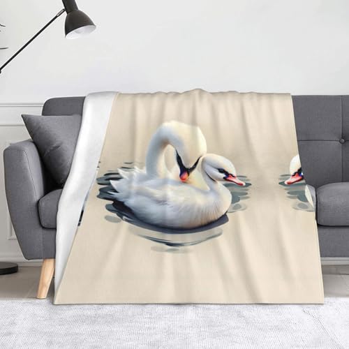 Ninainaid Niedliche kleine Schwanen-Druckdecke, weich und leicht, plüschig und flauschig, luxuriös und bequem, Herbstdecke, Heimdekorationsgeschenk. von Ninainaid